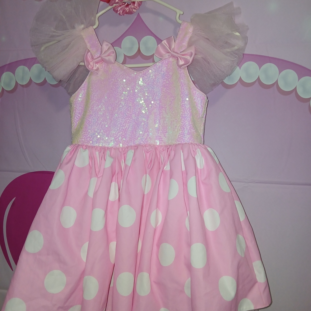 Sparkling Pink Polka Dot Kids Dance Dress